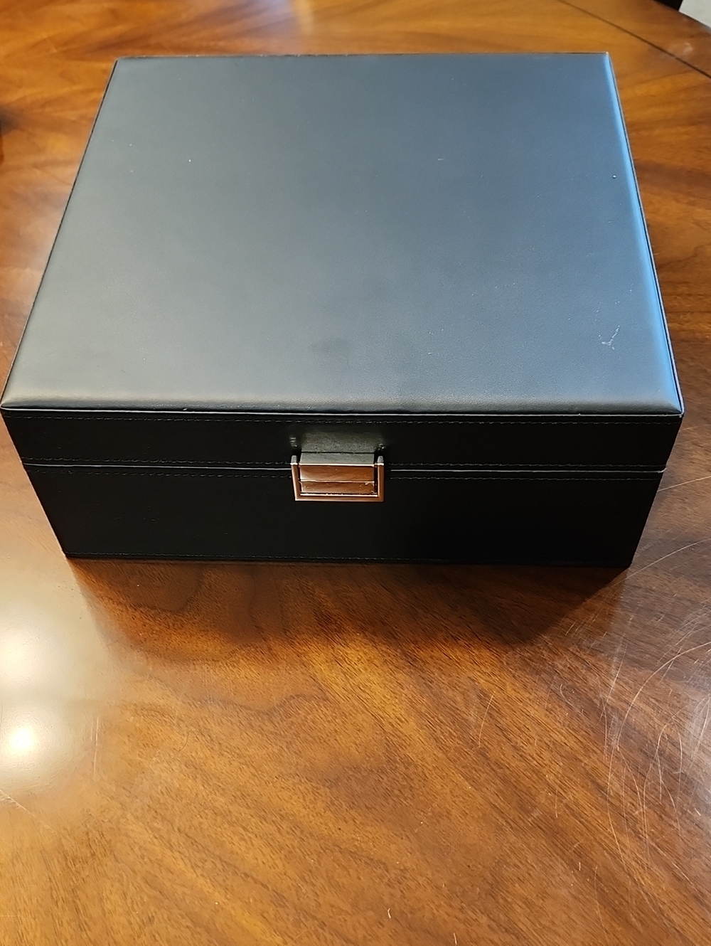 Black Jewelry Storage Box with Metal Latch
